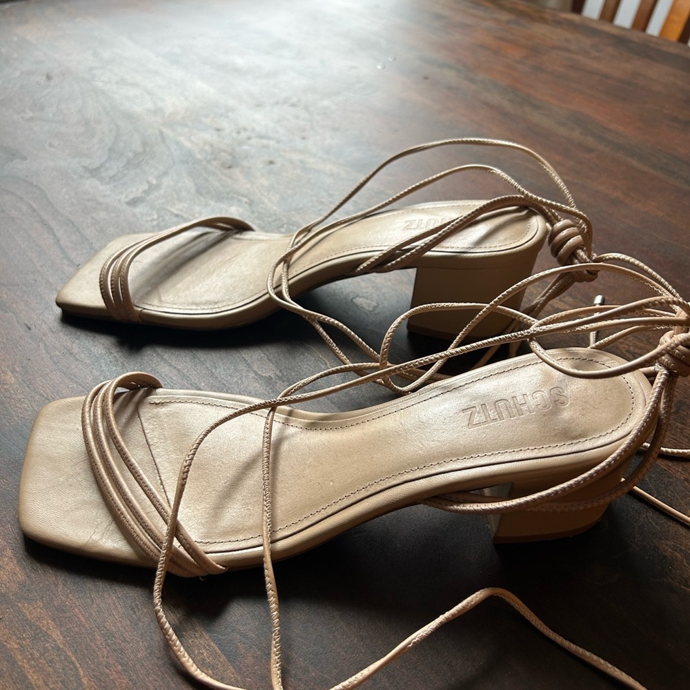 SCHUTZ Beige Strappy Heels